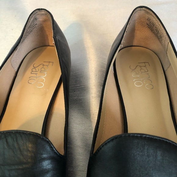 Franco Sarto Ladies 9 1/2 Black Leather Pointed Toe Slip Loafers - Picture 11 of 16